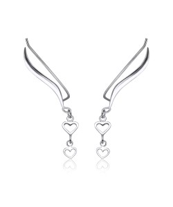 Silver Leafy Heart Shaped Earrings EL-132